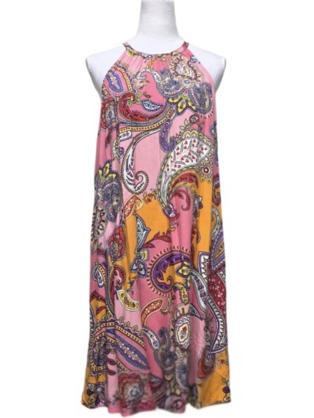 Old Navy Multi Pink Paisley Dress Size Large Sundress Coverup Summer Beach